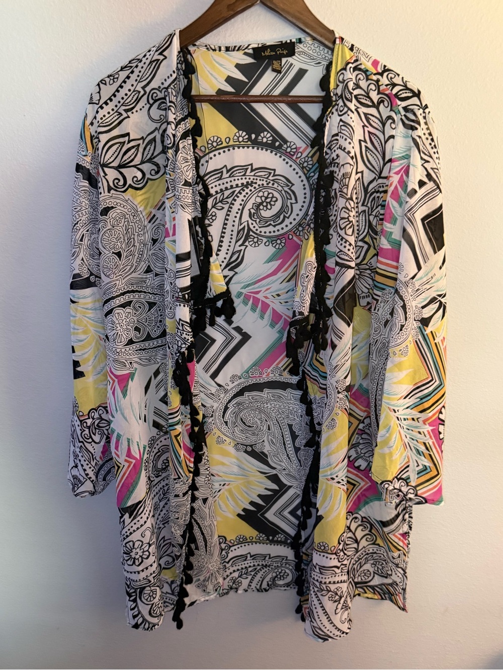 Melissa Paige Multi-Color Printed Open-Front Coverup